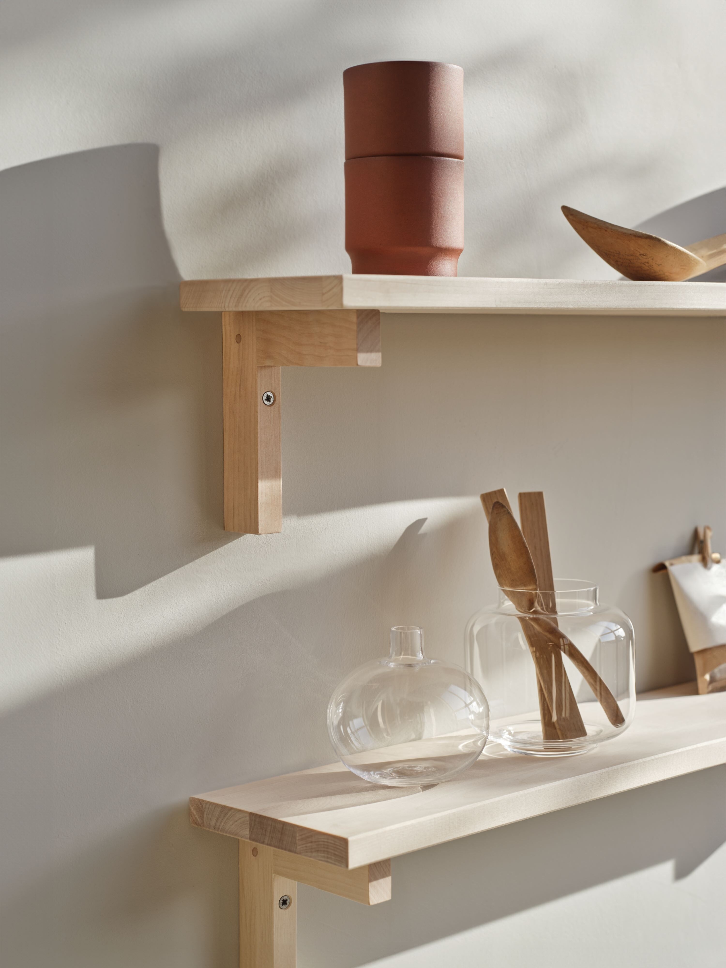 Close-up of two shelves